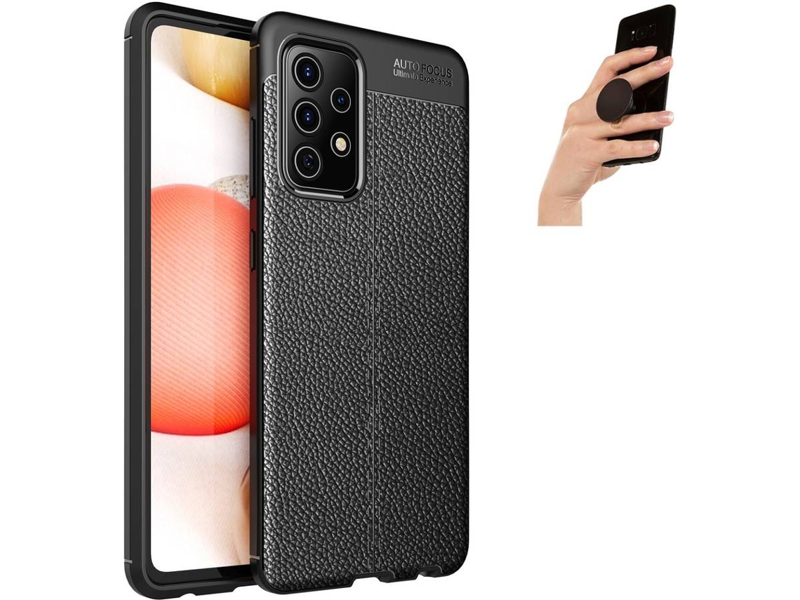 Capa e Popsocket para Samsung A52 PHONESHIELD Rugged Leather Anti-choque Preto