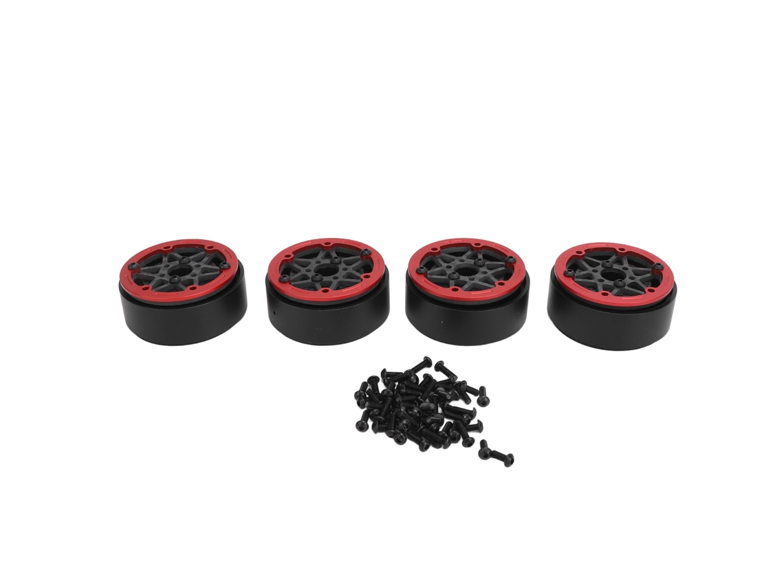 Mali 4pcs Aro de Roda Beadlock 1.9 Polegada Fibra de Carbono para Carro Rc Crawler 1/10 Scx10 Rr10 Vermelho