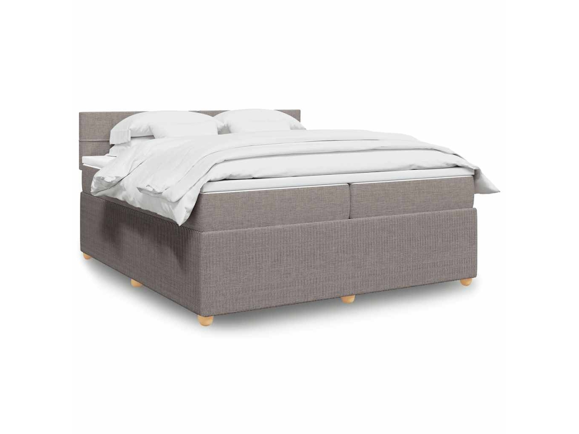 Vidaxl Cama com Molas/colchão 200x200 Cm Tecido Castanho acinzentado