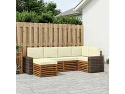 Vidaxl Conjunto De Sofás Para Exterior 6 Unid. Natural E Creme
