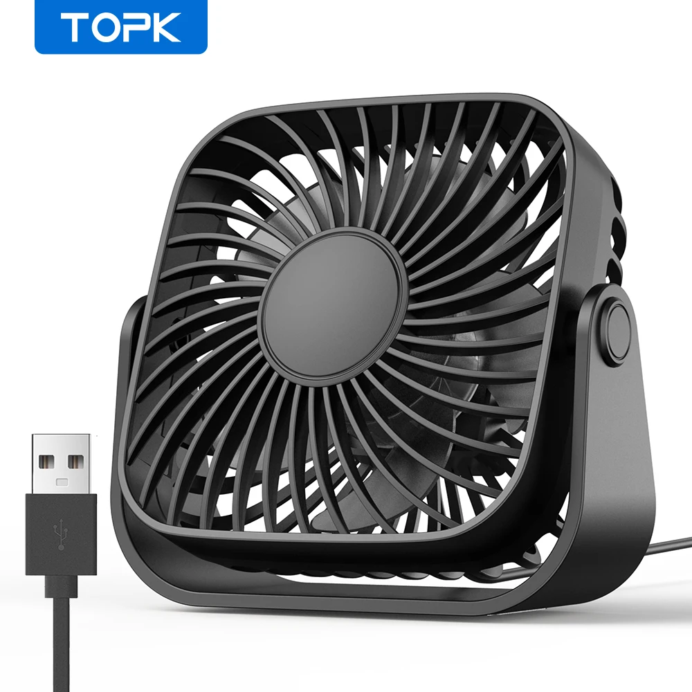 (preto) Mini Ventilador Portátil Usb Silencioso De 4 Polegadas Com Três Configurações De Velocidade