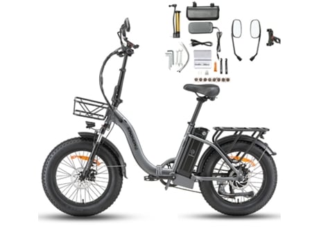 Bicicleta Eléctrica Sinohon B20 1000w 15ah 45km/h 20 Polegadas Mulheres/homens 7 Velocidades Cinza