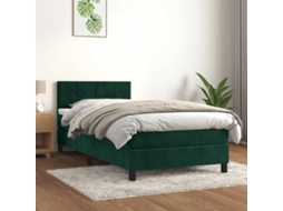 Vidaxl Cama Com Molas/colchão 80x200 Cm Veludo Verde-escuro