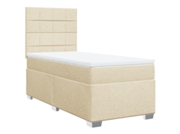 Cama com Molas/colchão 100x200 Cm Tecido Cor Creme MAISON EXCLUSIVE