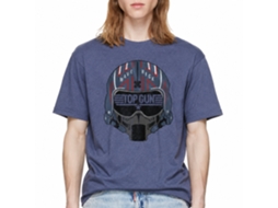 Rockinstone Top Gun Movie Maverick Helmet Heather Vintage Blue Adult T-shirt Size:xxl