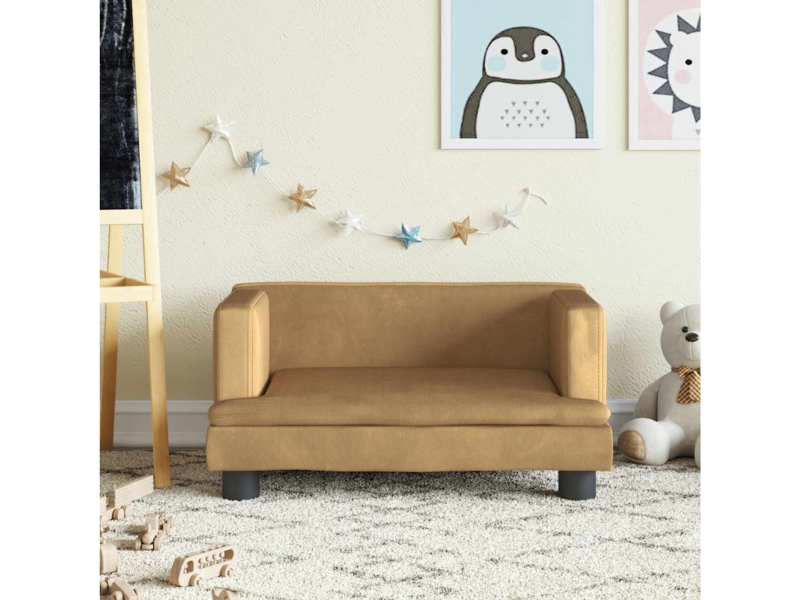 Vidaxl Sofá Infantil 60x40x30 Cm Veludo Castanho