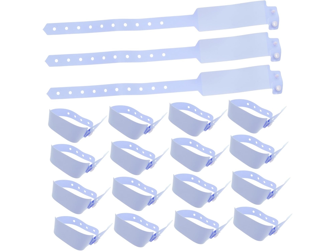 Pulseira de identificação médica em PVC, pacote com 100 unidades, para uso hospitalar.