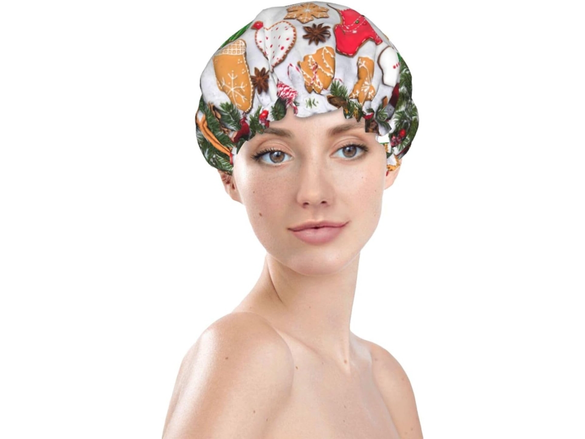 Touca De Banho Feminina, Reutilizável, Impermeável, Dupla Camada, Com Elástico, Ideal Para Cabelos Longos, Com Estampa