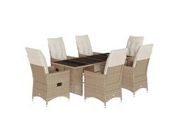 Conjunto de 7 Bistrôs para Jardim com Almofadões Vime Pe Bege MAISON EXCLUSIVE