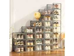 Conjunto De 6 Sapateiras Empilháveis De Plástico Abs Transparente Para Sapatos, Sapateira, Sapateira