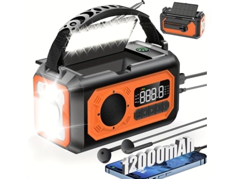 Rádio Meteorológico Solar De Emergência Com Lanterna Led Mão Am/fm Rádio Bússola Lâmpada De Leitura /laranja Gertiz