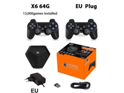 Console De Videogame Retrô X6, 9 Simuladores, 64 Gb, 13.000 Jogos Instalados, Saída Hd, 2 Controles Sem Fio, Para Download, Presente De Ps1 Ly Ebike