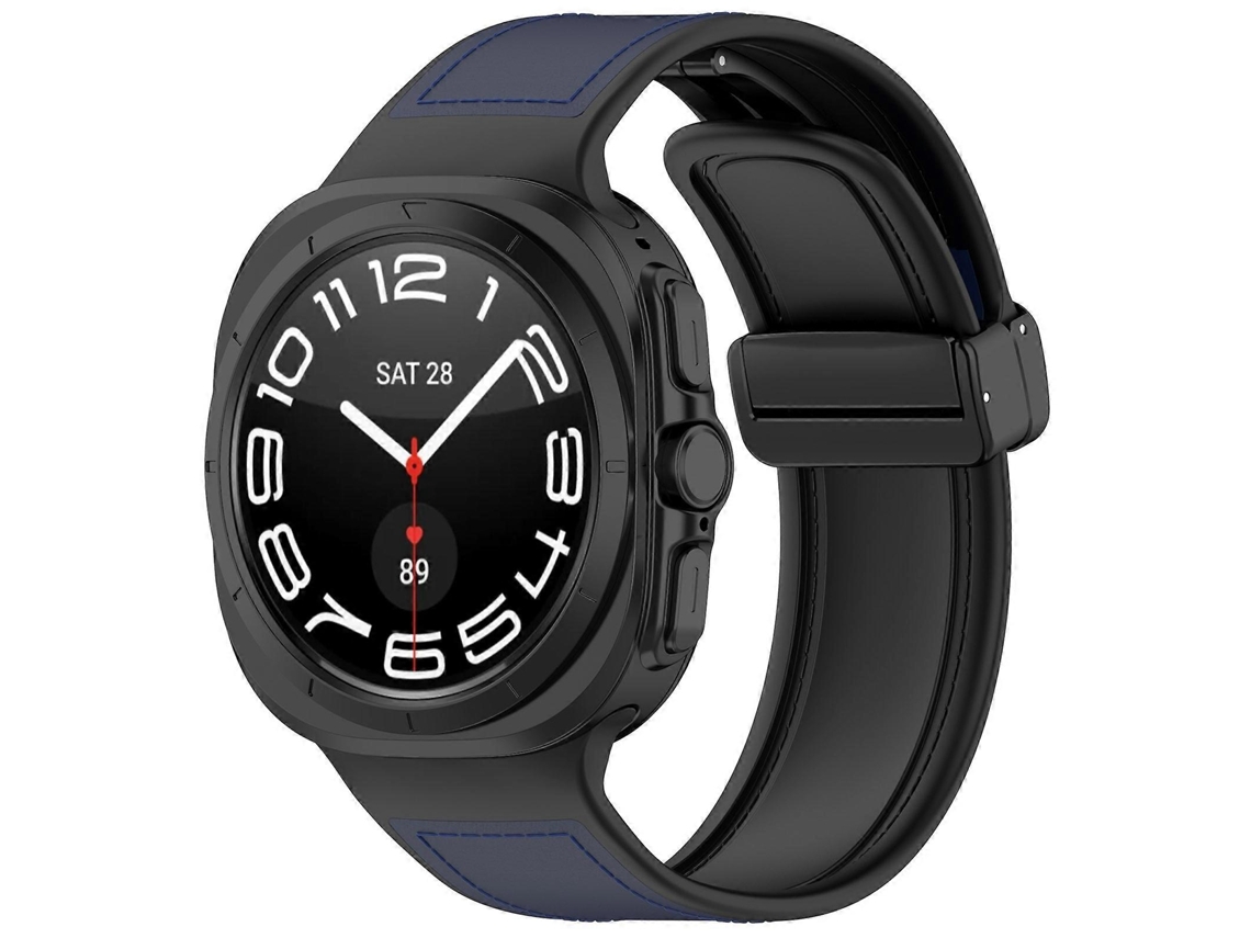 Pulseira De Couro De Silicone Com Fecho Dobrável Magnético Para Samsung Galaxy Watch Ultra 47mm