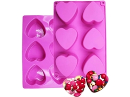 Molde de Silicona Corazón com 6 Cavidades para Chocolate, Bolo, Gelatina, Pudim, Sabonete Artesanal, Doces Feitos À Mão