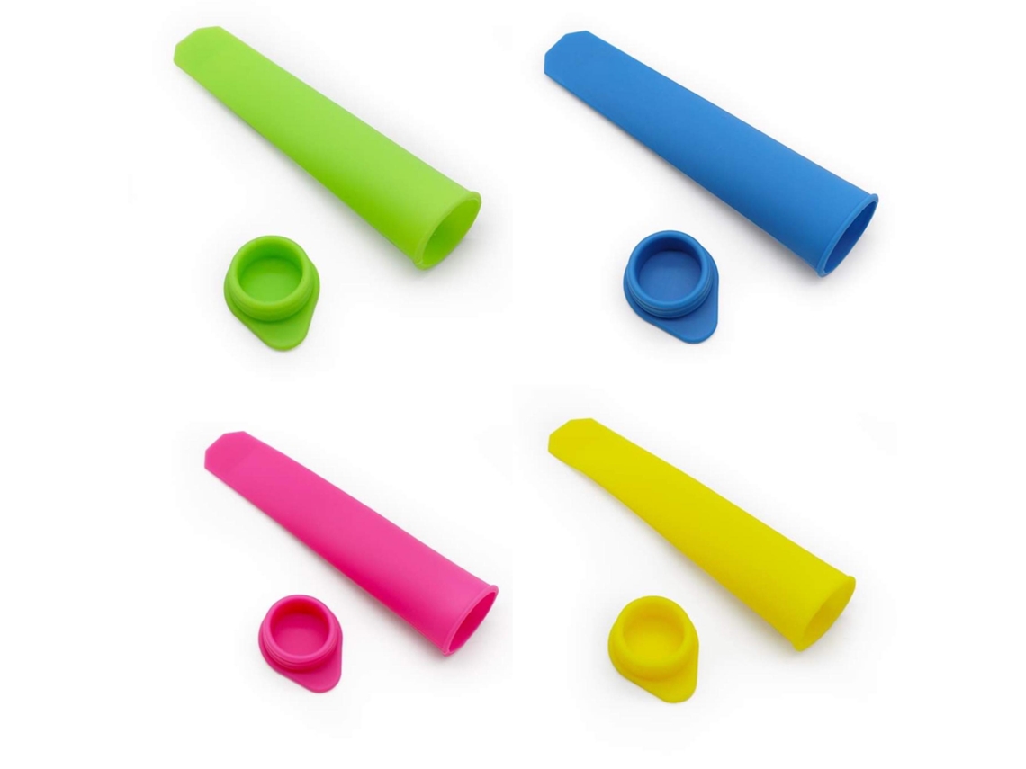 Conjunto De 4 Formas De Silicone Para Picolé Multicoloridas