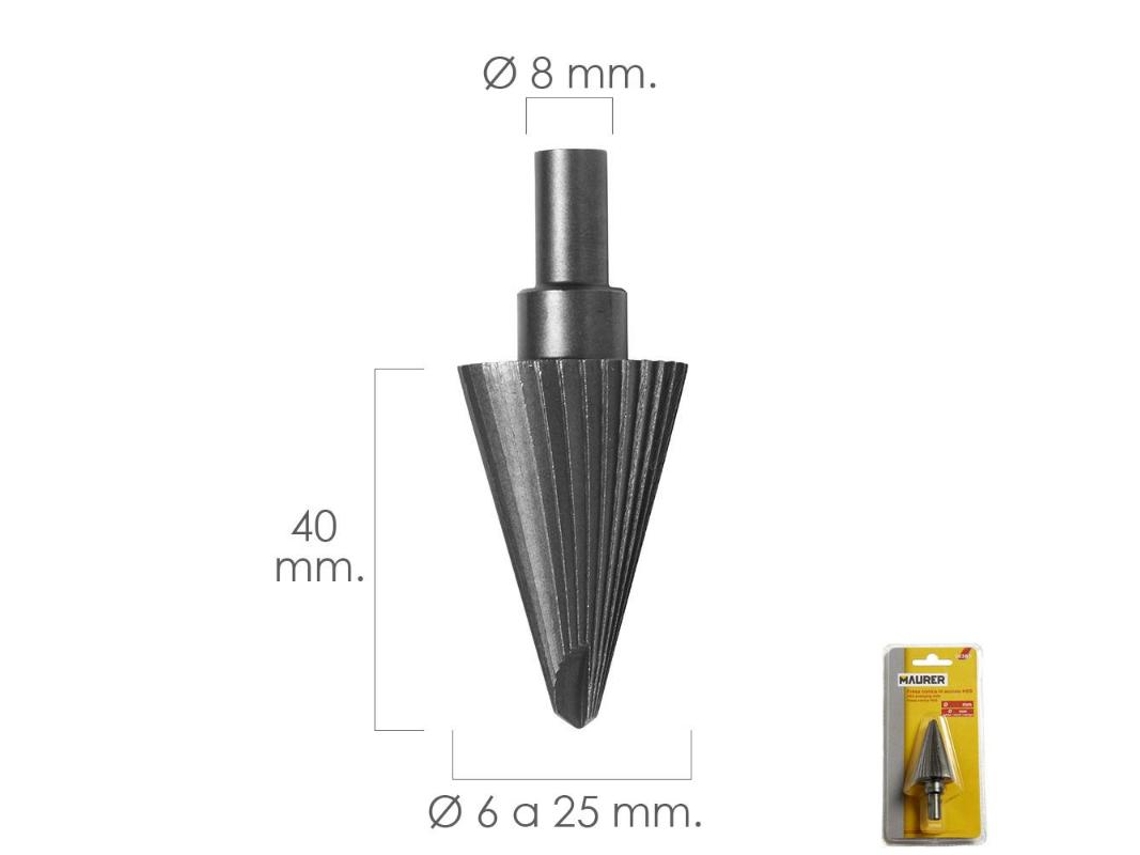 Fresa Cônica Ø 6-25 mm Para Furadeira/Fresadora MAURER