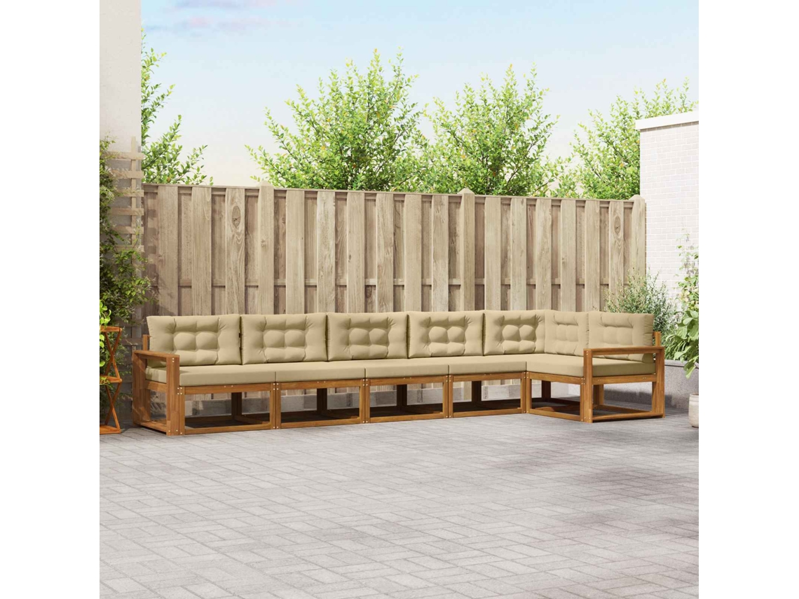 Vidaxl Conjunto De Sofás Para Exterior 6 Pcs Natural E Bege