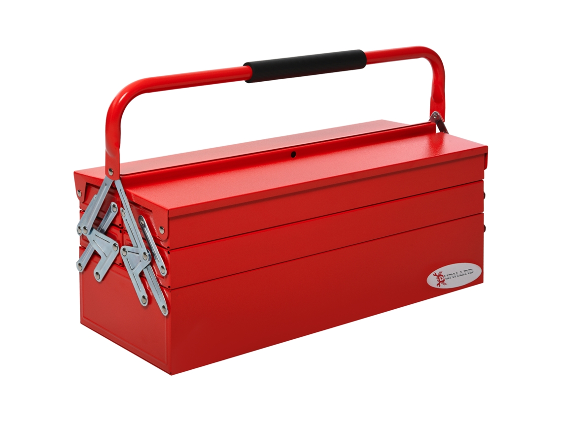 Caixa de ferramentas dobrável com 5 compartimentos, aço vermelho, 57 x 21 x 41 cm, Liptaptyn (spcc)