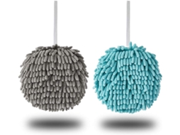 Toalhas de Banho para Pendurar, Pacote com 2 Unidades, Azul e Cinza, Cor Sólida, em Chenille F AQUAFORGE