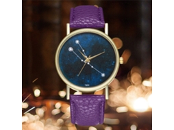 Reloj De Pareja Taurus Constellation De Cuero Morado Unisex De Cuarzo