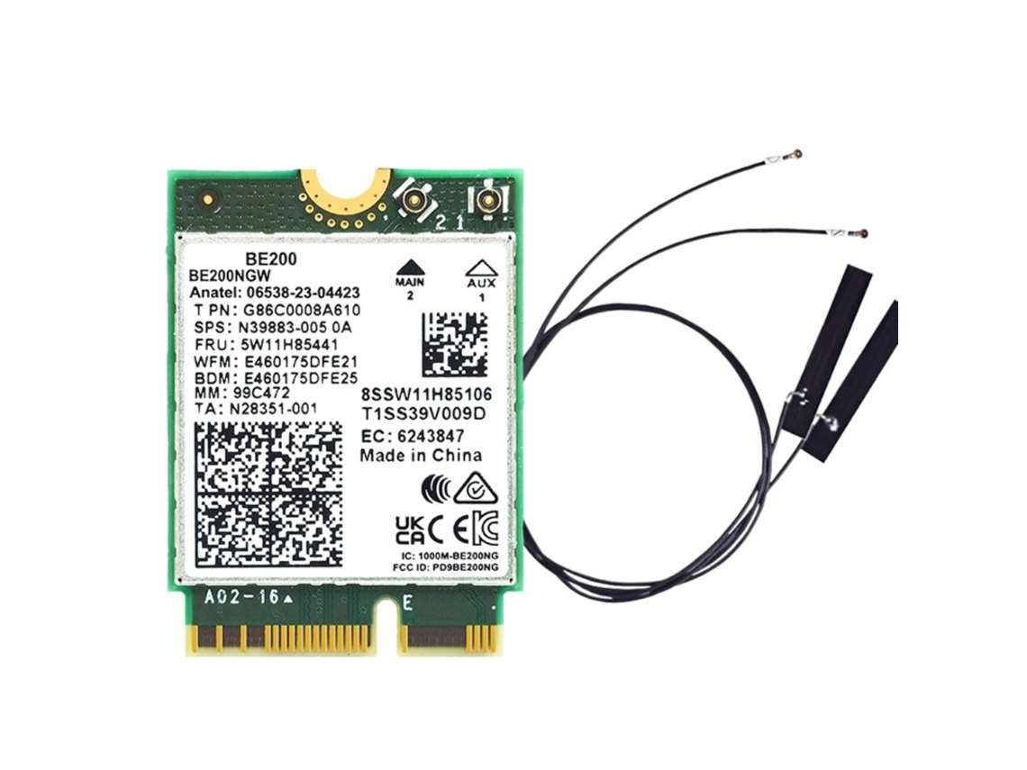 Placa Wifi Be200ngw 8774mbps Wifi7 Adaptador De Rede Sem Fio Triband 8774mbps Slowmoose