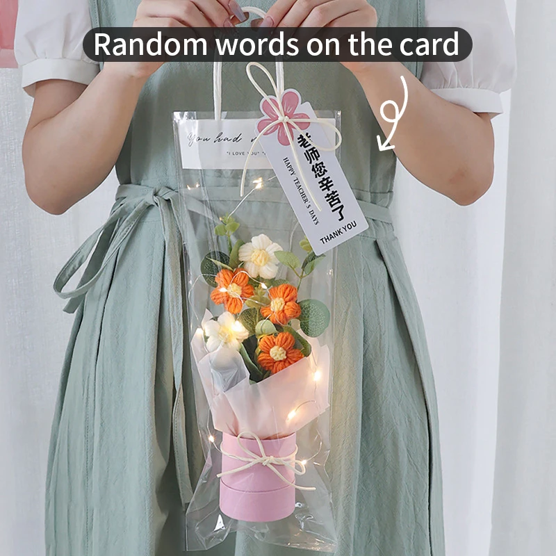 Buquês de Crochê, Buquês de Formatura, Buquês de Tricô, Presentes com Flores Artificiais MDUG