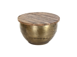 Mesa de centro com puxador de metal dourado, 68x68x44cm ALEXANDRA HOUSE LIVING