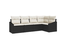 Conjunto 5 Conjunto De Sofá De Jardim Vidaxl Preto Vime Pe (233,5 X 123,5 X 85 Cm)