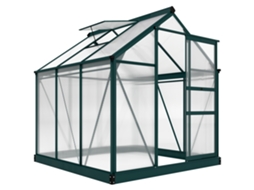 Estufa De Jardim Em Policarbonato, 190 X 192 X 201 Cm, Resistente A Raios Uv 30+, Base Reforçada, Calha Verde-escura.