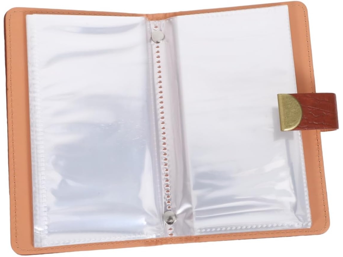 Caderno De Poupança Com Trava Por Senha, Organizador De Orçamento Com 100-envelopes, Capa Em Pu Marrom Escuro 18x10 Cm