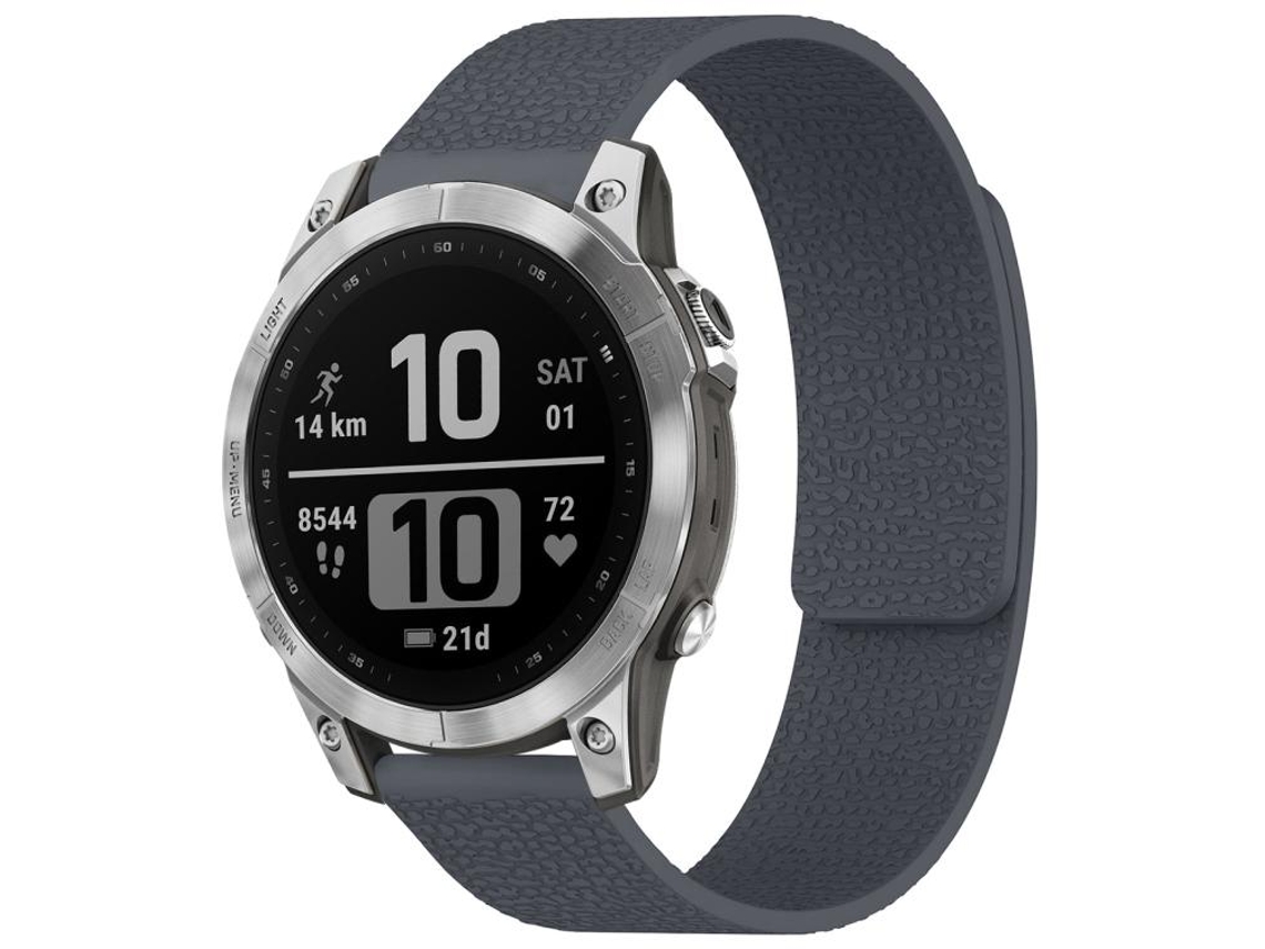 Bracelete para Garmin Fenix 8 / 7 / 6 / 5 de silicone magnético textura de lichia cinza XIAOMOYU