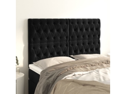 Vidaxl Cabeceira Preta 144x7x118/128 Cm Veludo