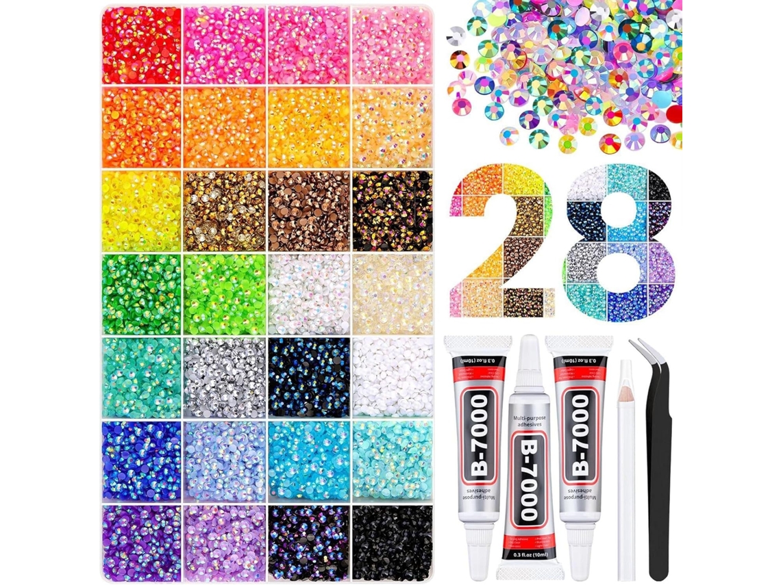 Kit de Aplicação de Strass, Aplicador com Strass e Ferramentas, Ideal para Decorar Roupas e Unhas com Strass . CZHHMART (28 Peças)