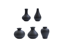 Jogo de 5 Canecas de Cerâmica Matte Preto para Decoração e Arranjos de Flores LAXISCREED