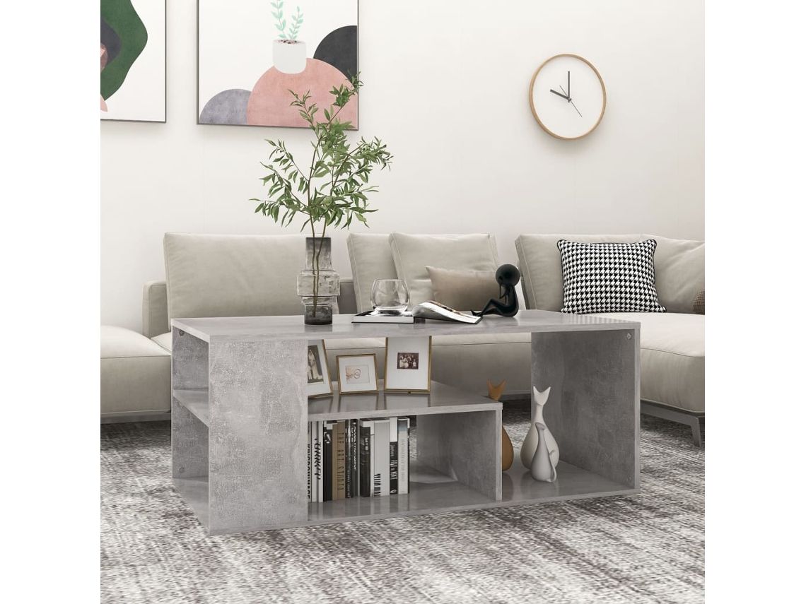 Vidaxl Mesa De Centro 100x50x40 Cm Derivados Madeira Cinzento Cimento