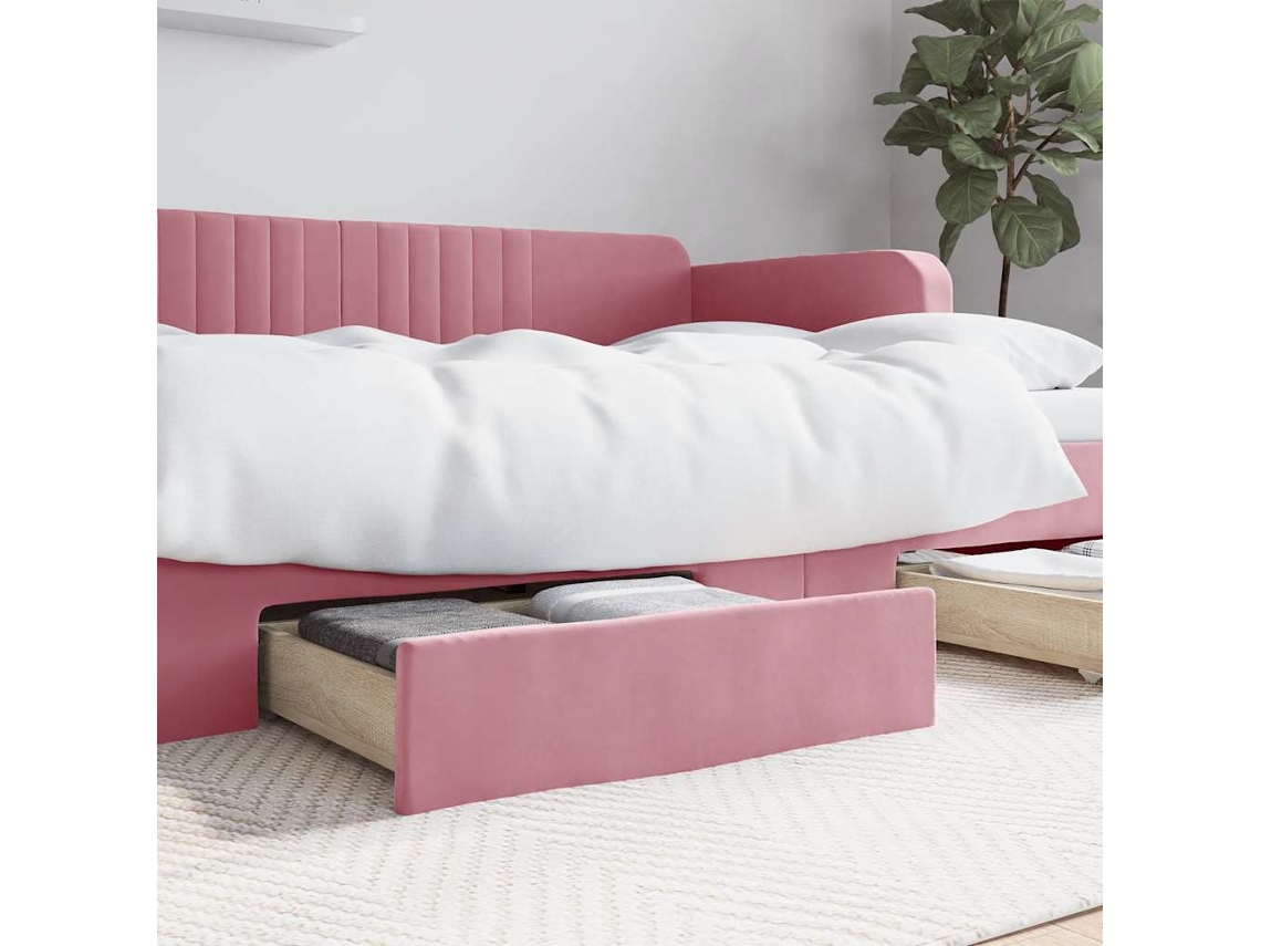 Vidaxl Gavetas De Cama 2 Pcs Derivados De Madeira E Veludo Rosa