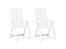 Vidaxl Conjunto De 2 Cadeiras Reclináveis Dobráveis De Plástico Branco.