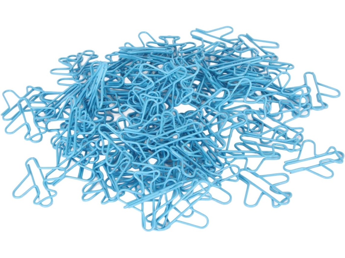 Conjunto de 100 Clips de Papel no Formato Avião, Adoráveis Clips de Metal Azul, Marcadores de Página Pequenos e Elegantes