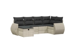 Conjunto 6 sofás jardim com almofadões VIDAXL vime PE cinzento-claro