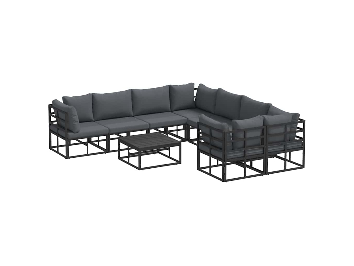 Conjunto 9 Conjunto De Sofás Para Exterior Vidaxl Preto Alumínio (283 X 283 X 71 Cm)