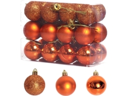 Bola de Natal Gelada Brilho Laranja 24 Unids 3cm