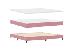 Conjunto 1 Cama Box Vidaxl Rosa Veludo (200 X 200 Cm)