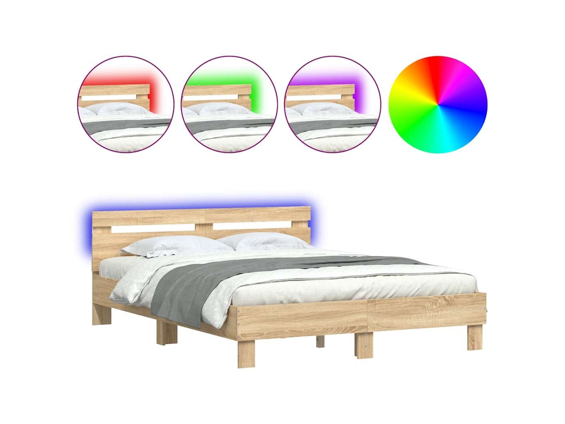 Bed Frame, Bed Frames Vidaxl Marrom Madeira Processada (140 X 200 Cm)