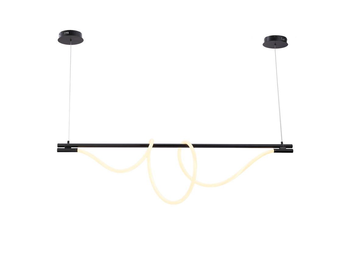 Lâmpada Suspensa Moderna Neon Ondulante Salsa Com Suporte De Metal Preto 360º 45w 4000k Branco Neutro. Alpinaluz