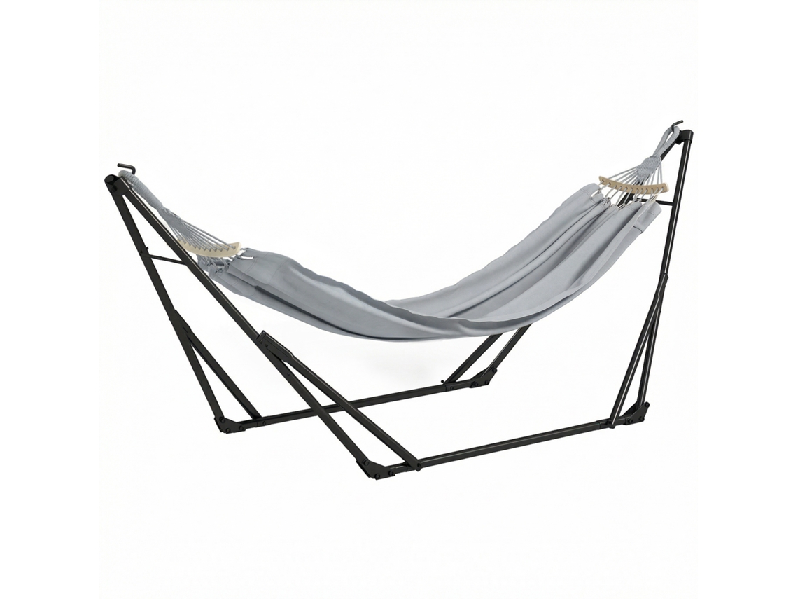 Suporte dobrável de aço para rede ZENCORE SERVICES, 268x89x100 cm, cinza