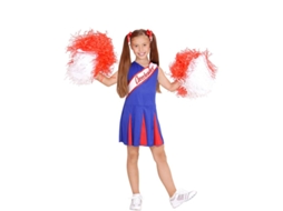 Fato de líder de claque azul e vermelho para menina