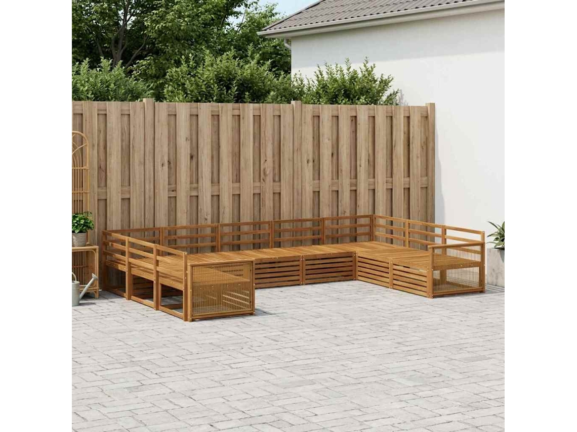 Vidaxl Conjunto De Sofás Para Exterior 9 Pcs Natural