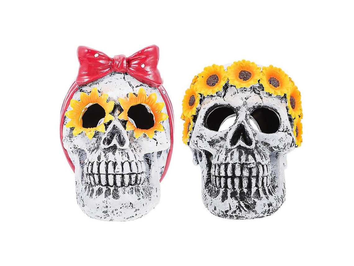 2 Peças de Decoração de Caveira Assustadora para Decorações de Halloween ALLINLESS