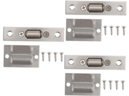 Mikikit Conjunto De 3-batentes Porta Com Fecho Esfera E Placa Impacto Ajustável Em Aço Inoxidável Acabamento Escovado