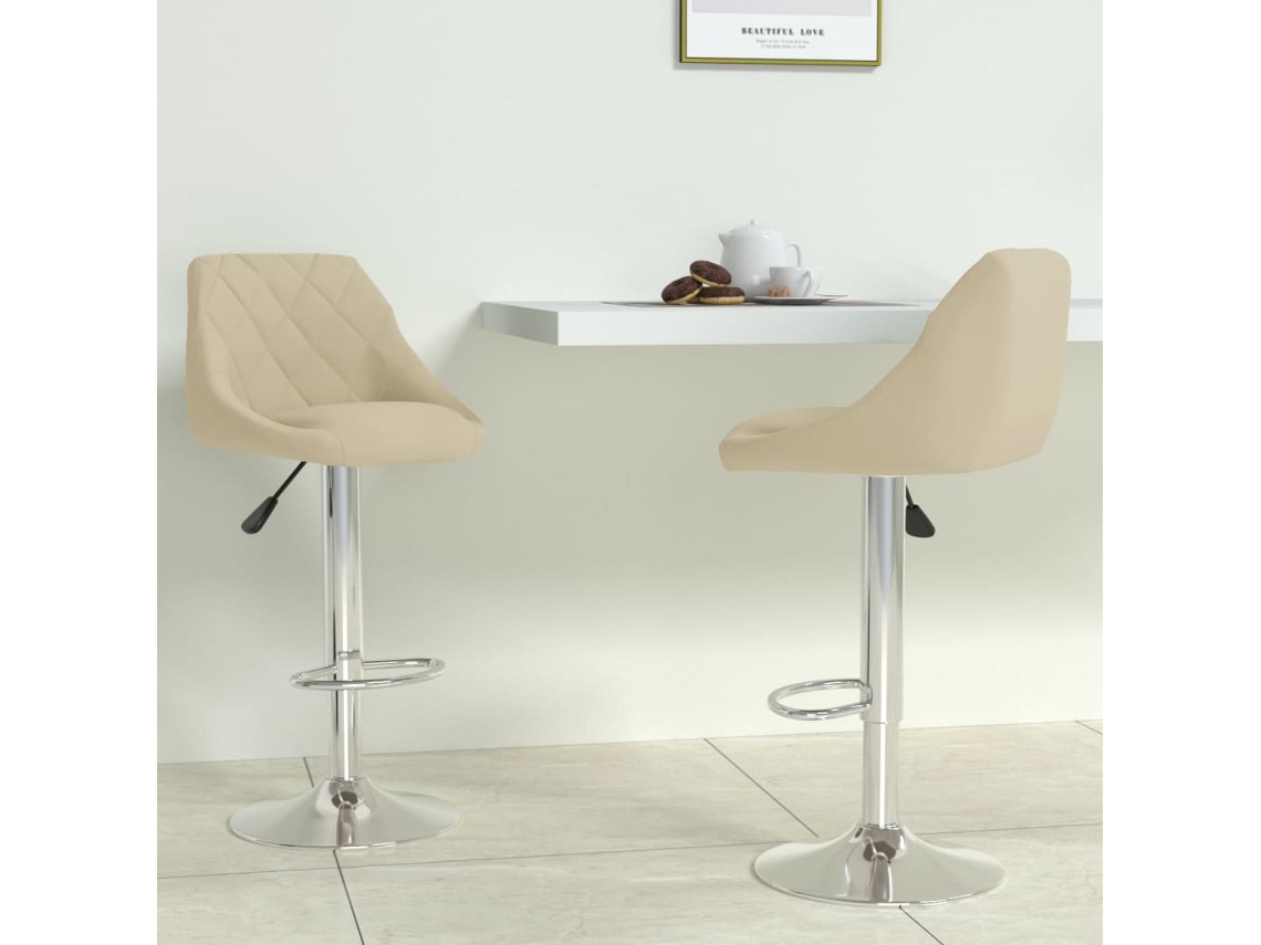 Vidaxl Bancos De Bar 2 Pcs Veludo Creme